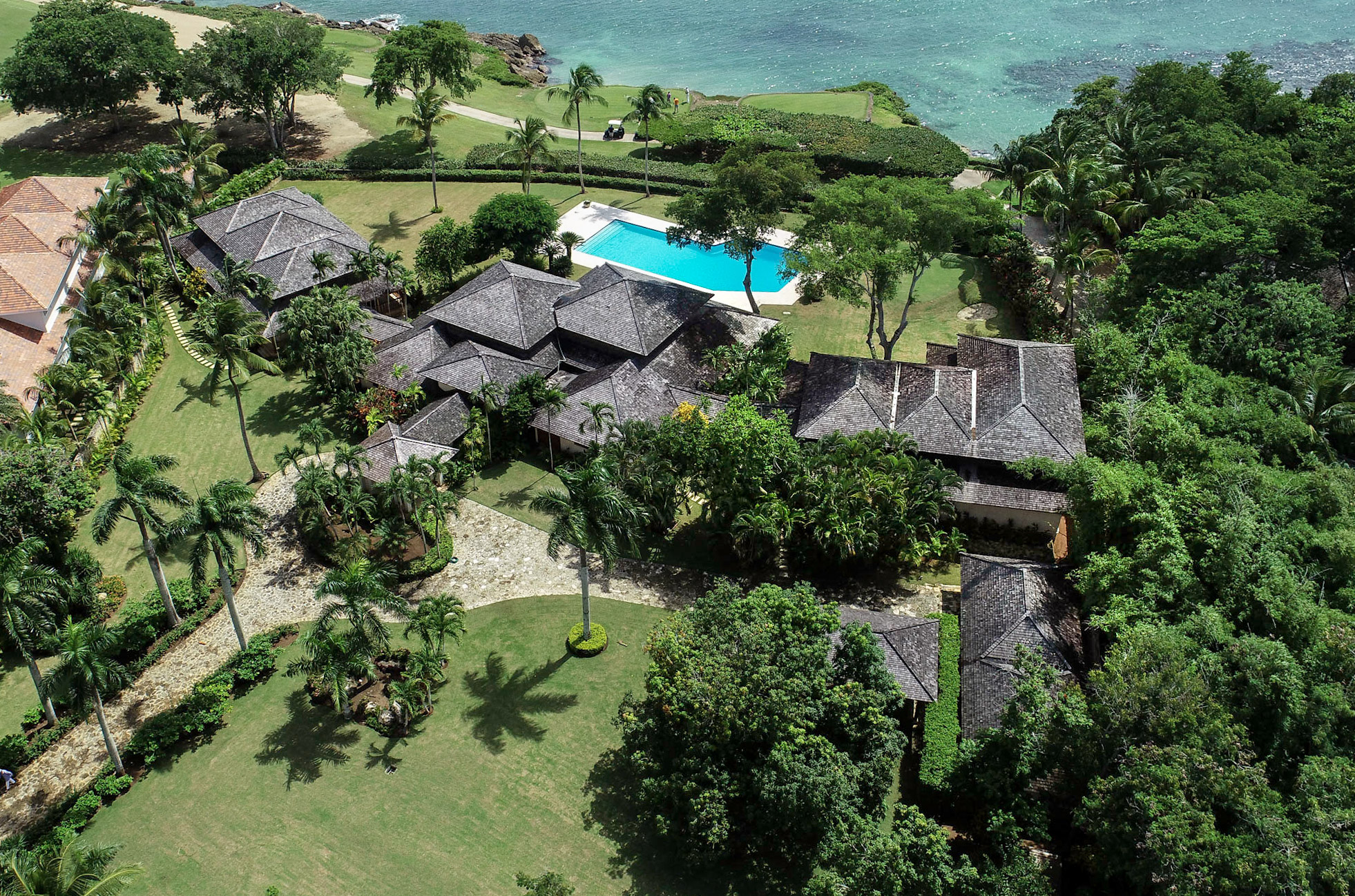 Classic Oceanfront Punta Aguila Villa surrounded by The Teeth of the Dog Golf Course